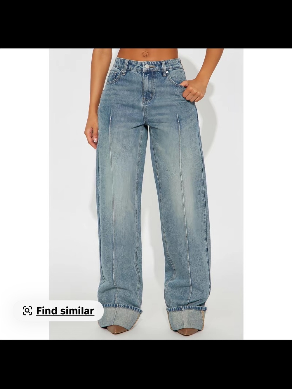 Light Blue Wide-Leg Seam-Front Jeans - Women